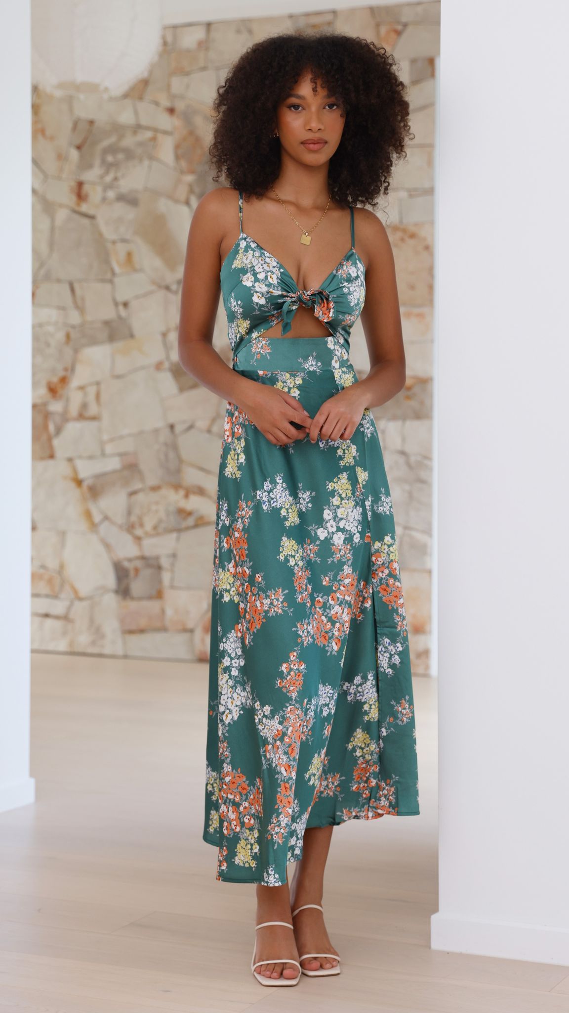Women's Dreamers Midi Dress – Green Floral