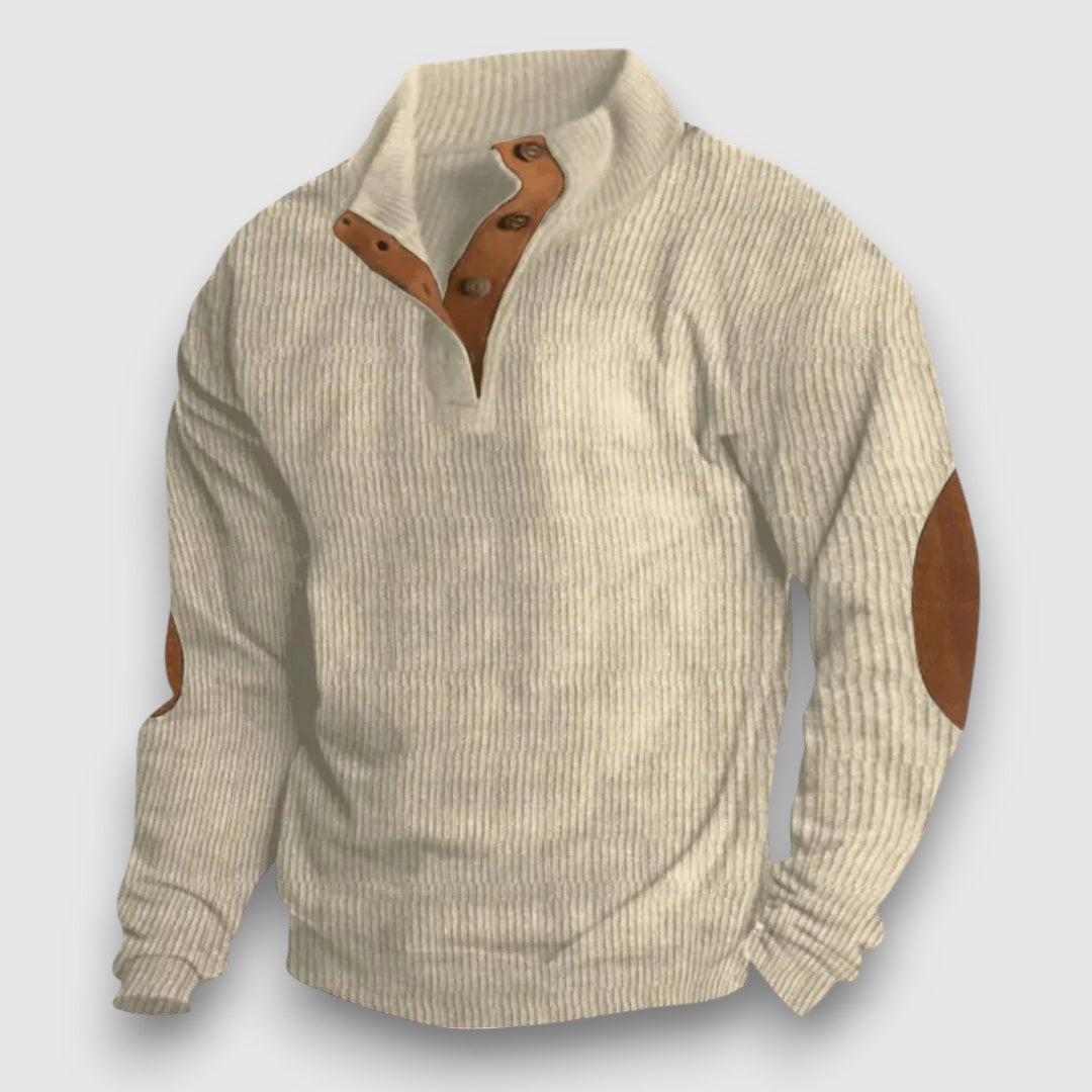Women's Ribbed Knit Sweater with Buttons