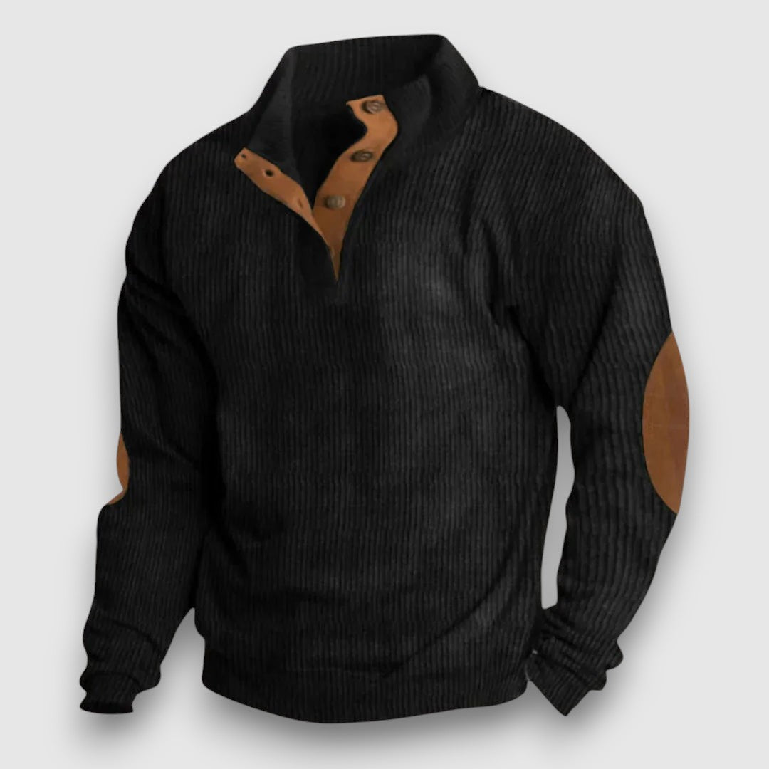 Women's Ribbed Knit Sweater with Buttons