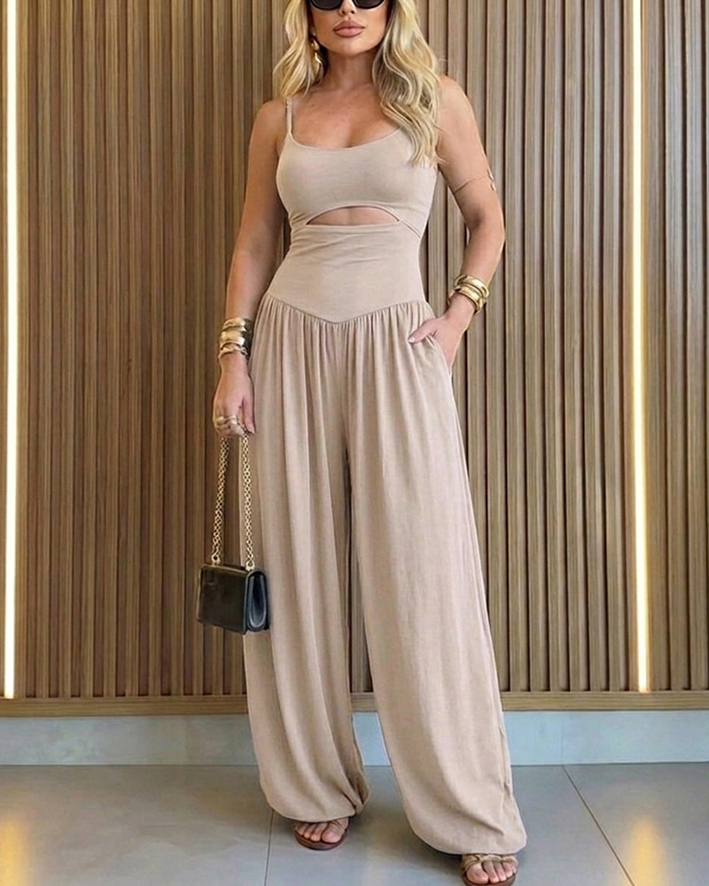 Women's Cut-Out Waist Cami Jumpsuit