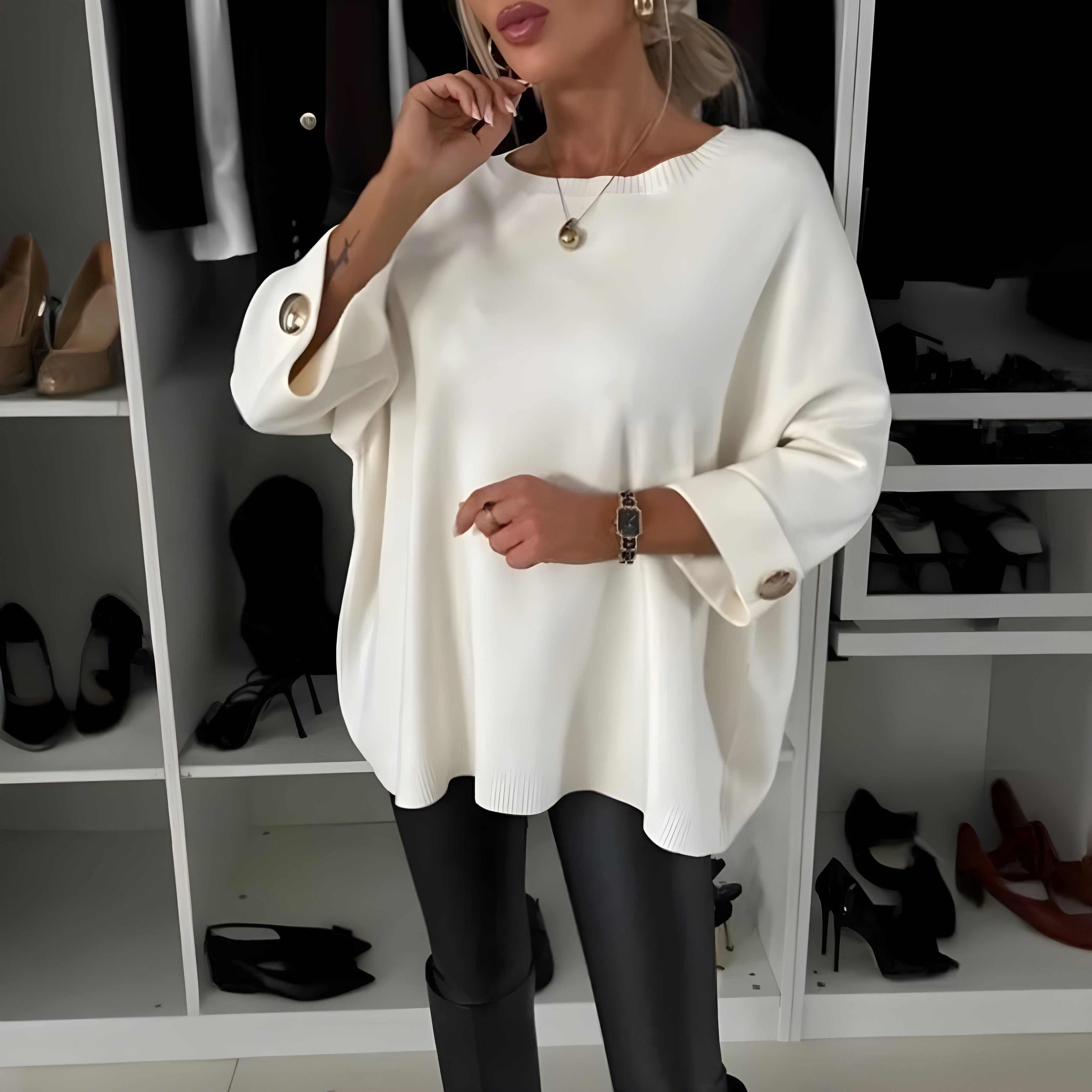 Women's Ribbed Knit 3/4 Sleeve Top