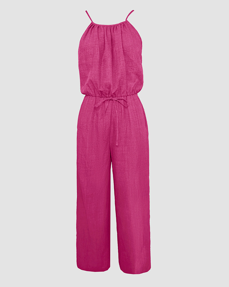 Women's Spaghetti Strap Drawstring Jumpsuit