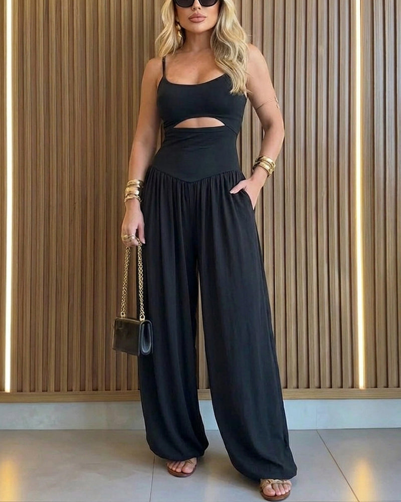 Women's Cut-Out Waist Cami Jumpsuit