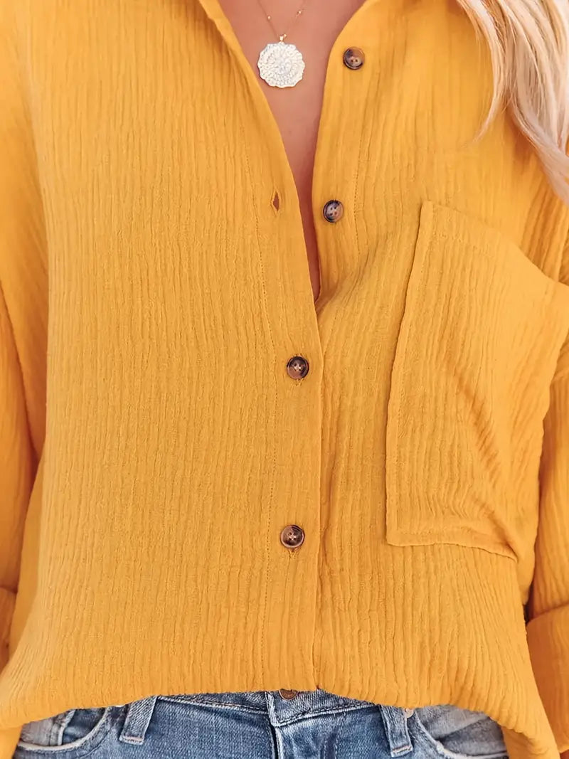 Women's Versatile V-Neck Blouse – Yellow