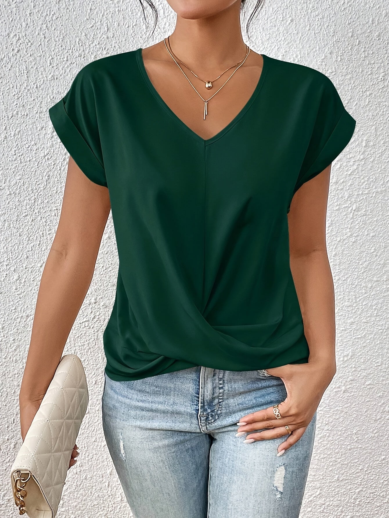 Chic V-Neck T-Shirt – Pink
