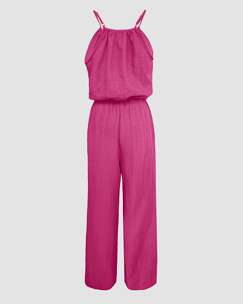 Women's Spaghetti Strap Drawstring Jumpsuit
