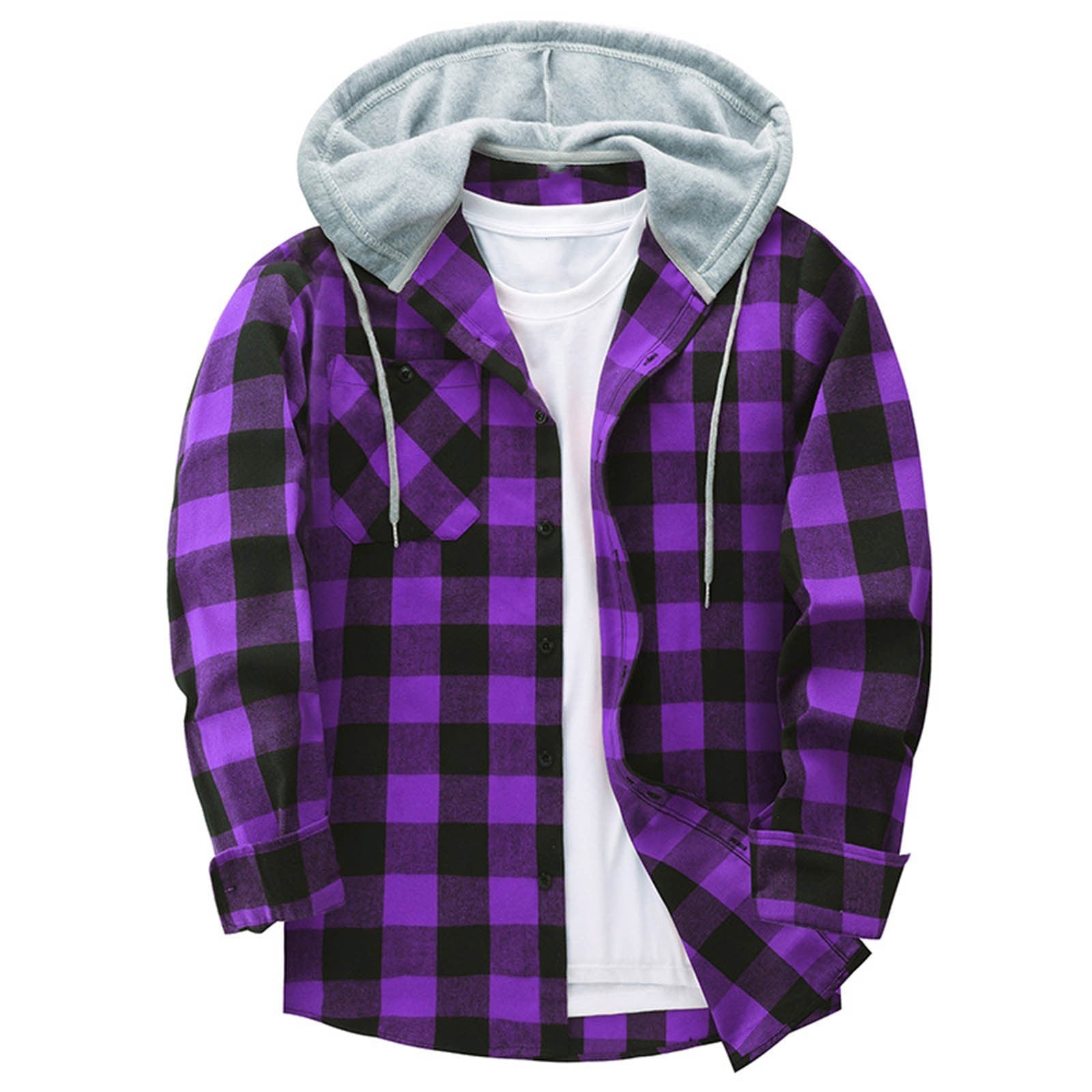 Casual Hooded Check Shirt – Blue