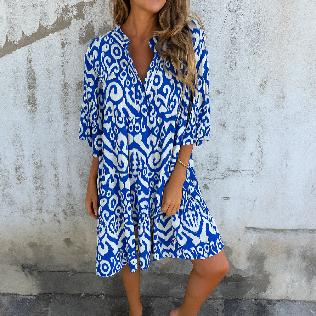 Elegant V-Neck Dress – Pink