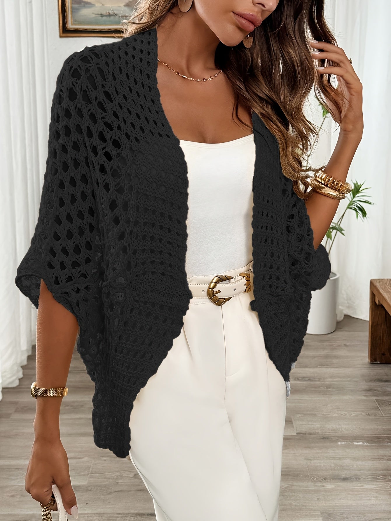 Women's Boho Knit Batwing Cardigan