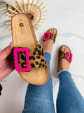 Women's Leopard Buckle Slides