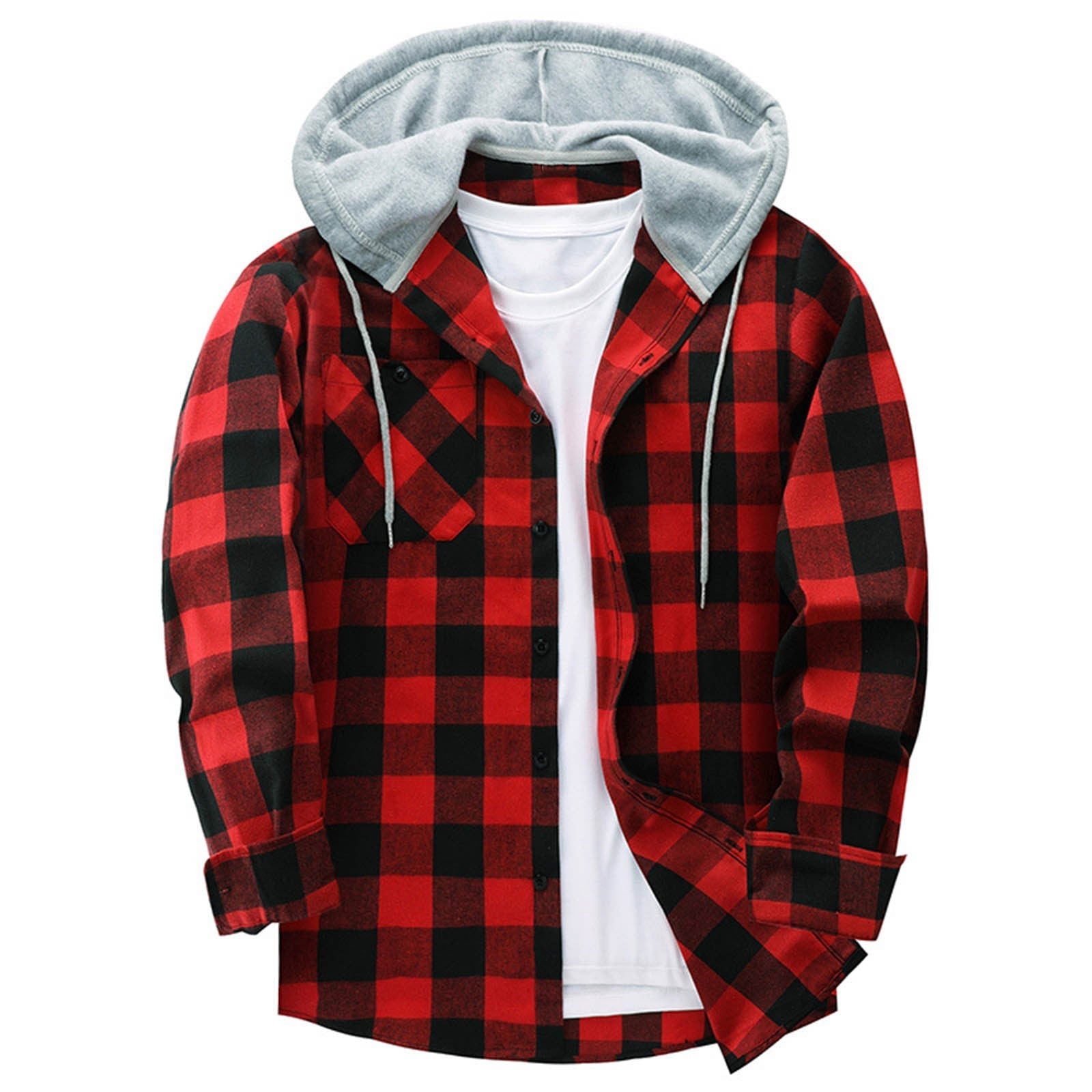 Casual Hooded Check Shirt – Blue
