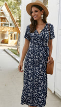 Women's Luxury Maxi Dress – Navy/Wine