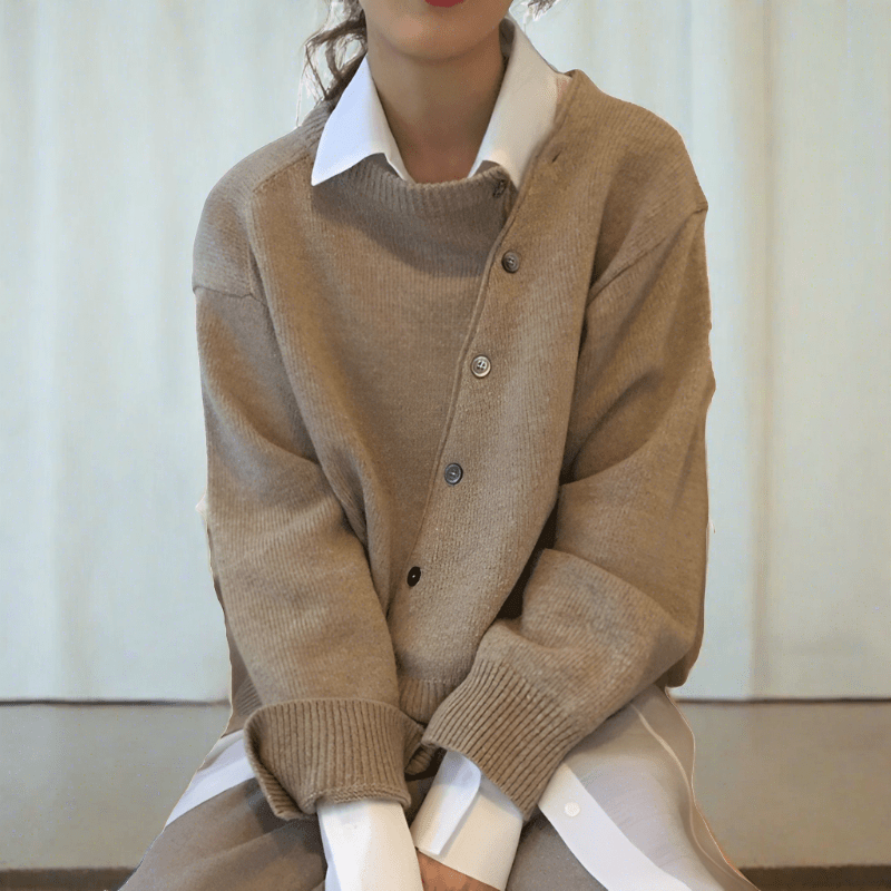 Women's Loose Fit Knit Cardigan – Beige