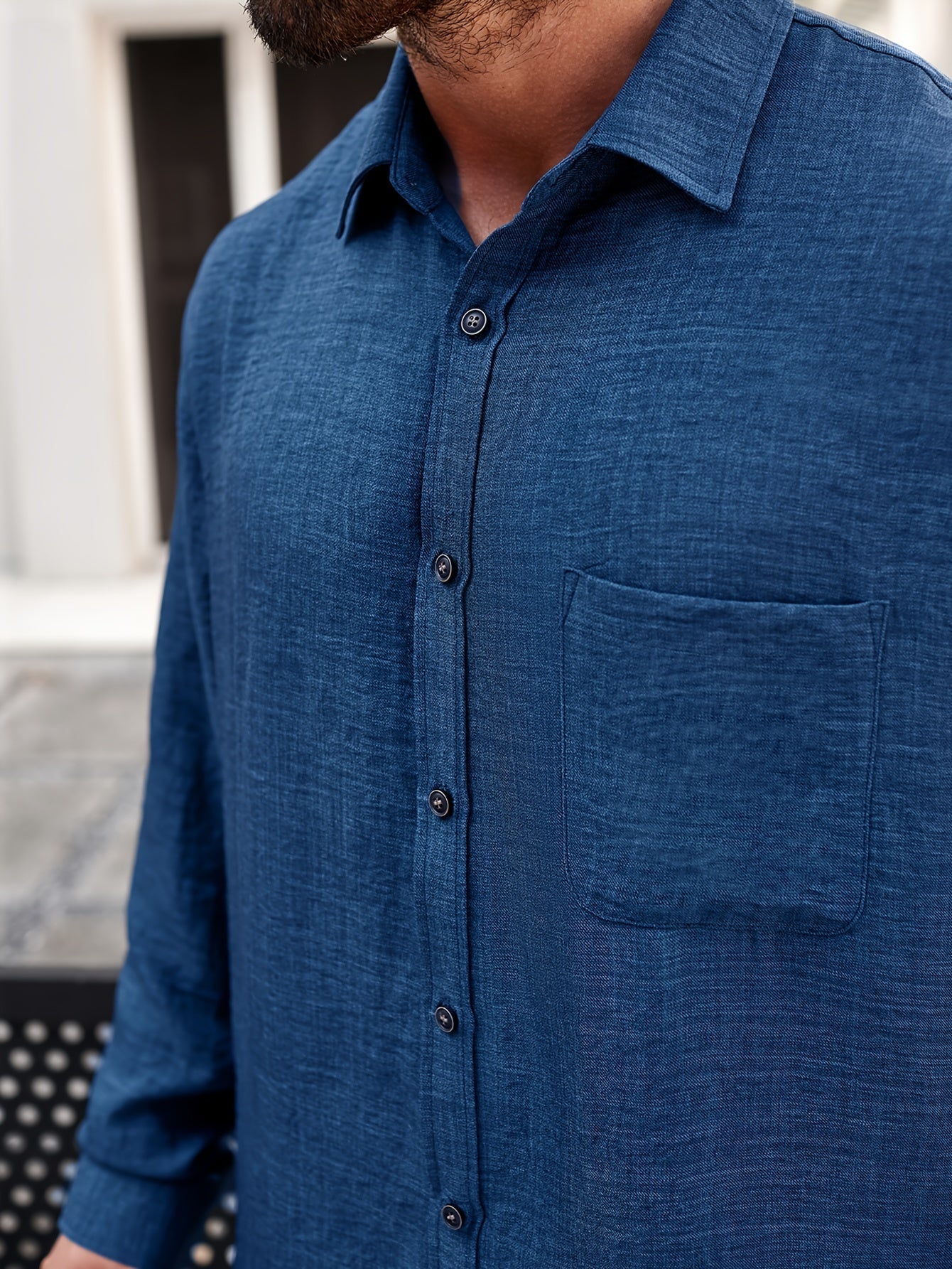Men's Casual Shirt – Blue (Extended Sizes)