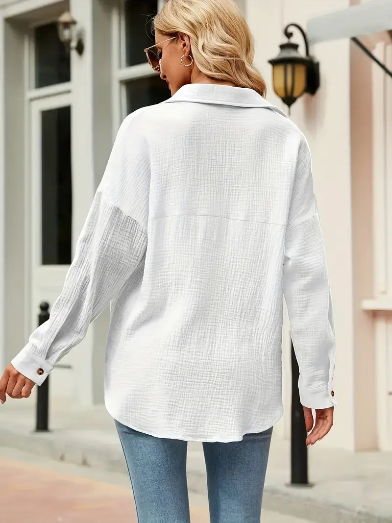 Women's Versatile V-Neck Blouse – White