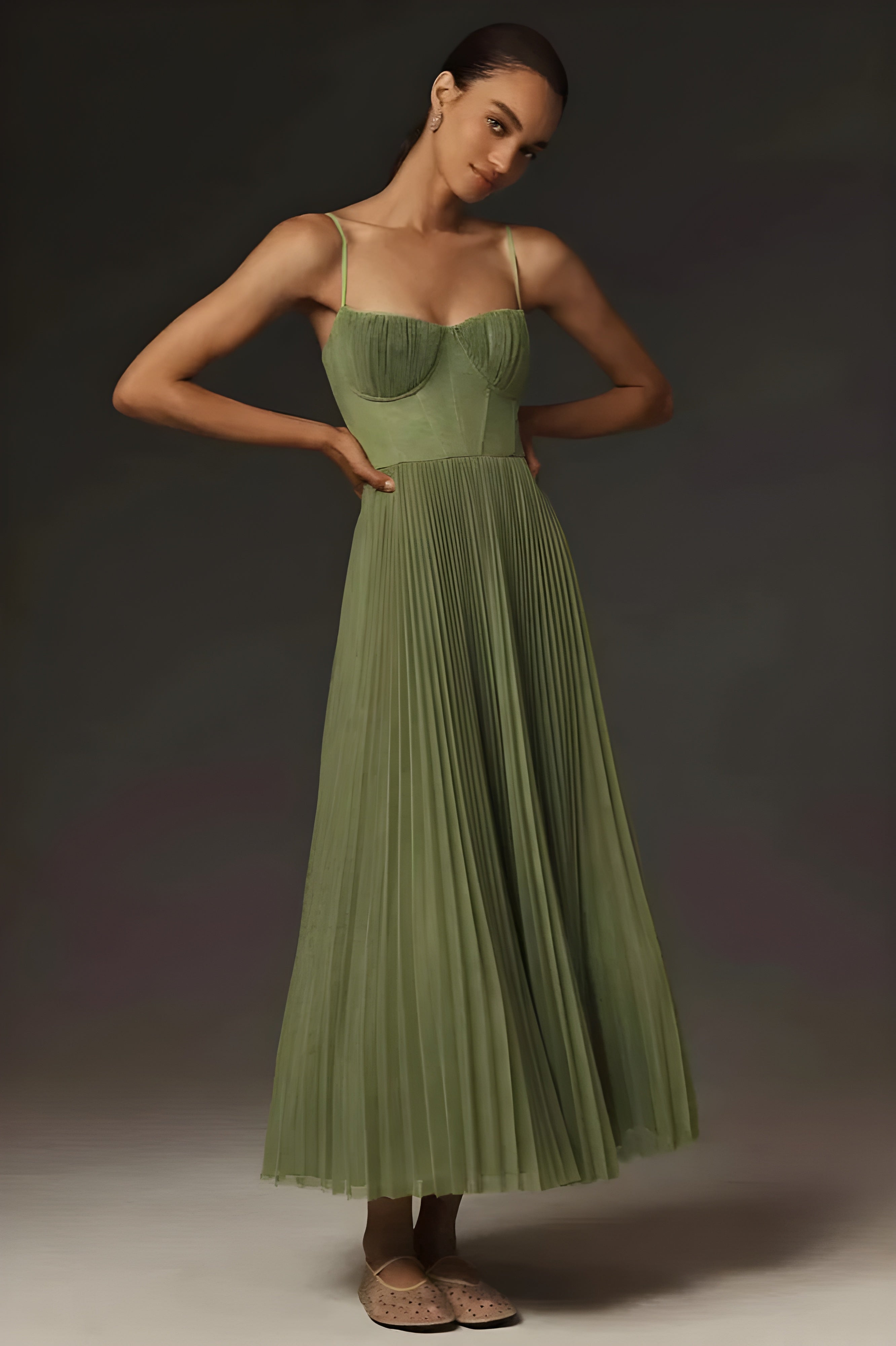 Women's Bustier Tulle Midi Dress