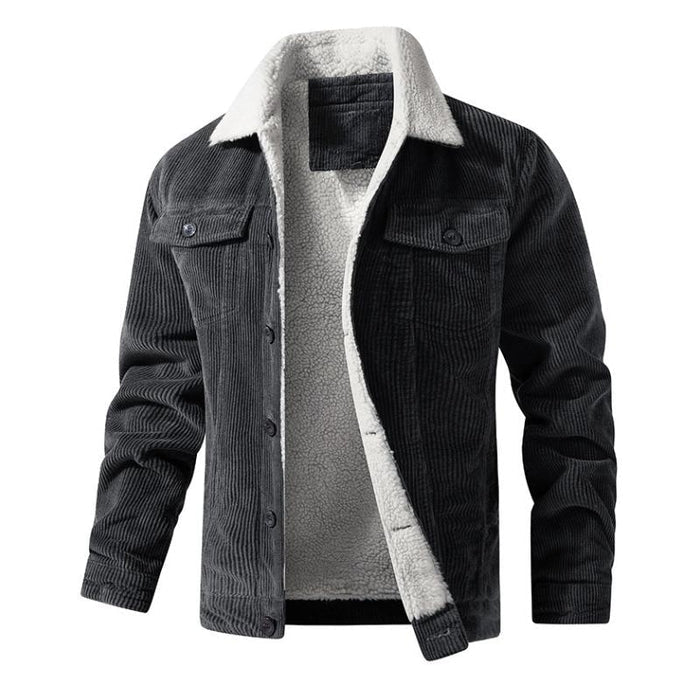 Men's Corduroy Jacket with Plush Collar
