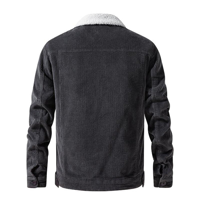 Men's Corduroy Jacket with Plush Collar