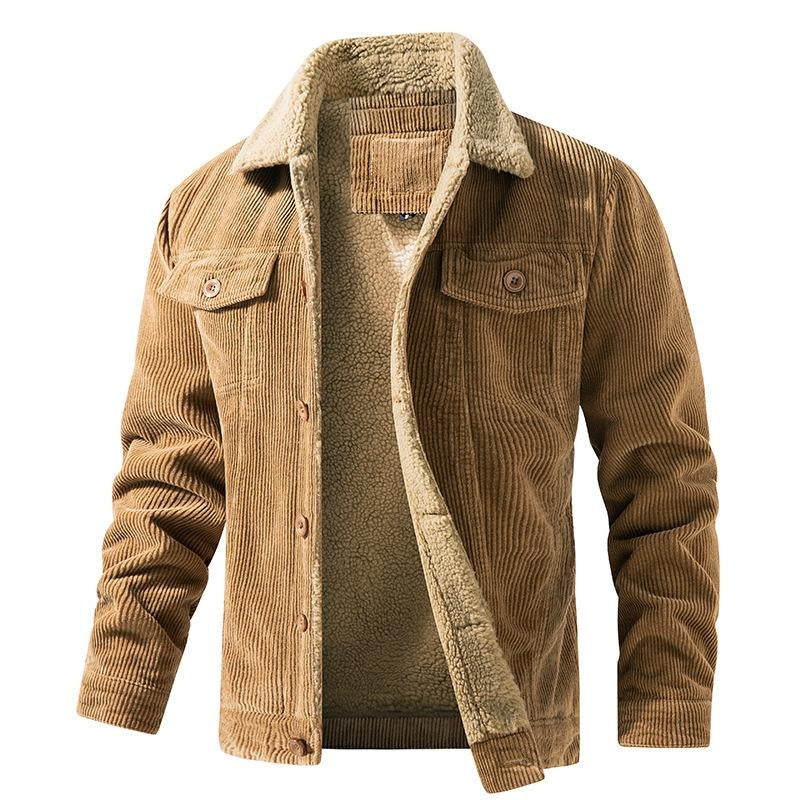 Men's Corduroy Jacket with Plush Collar