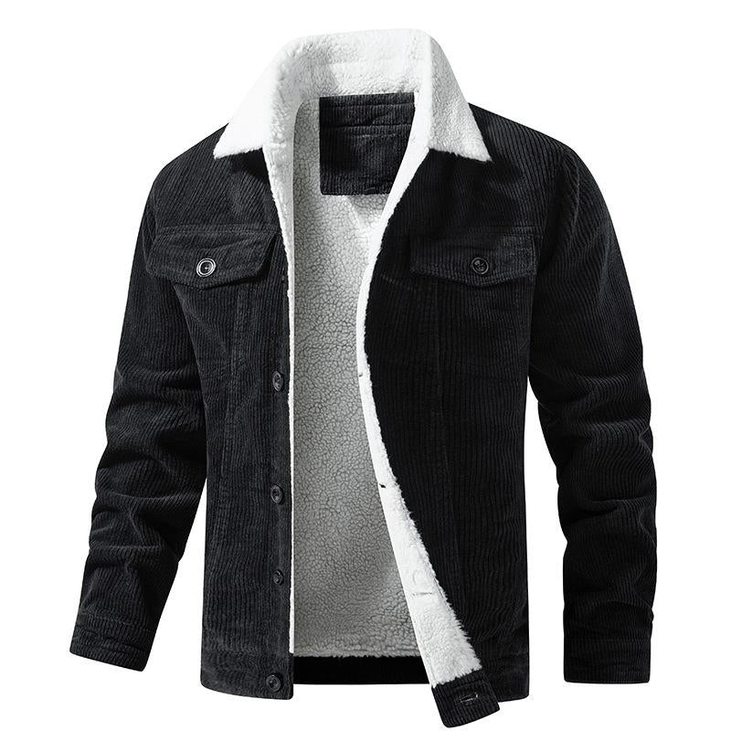 Men's Corduroy Jacket with Plush Collar