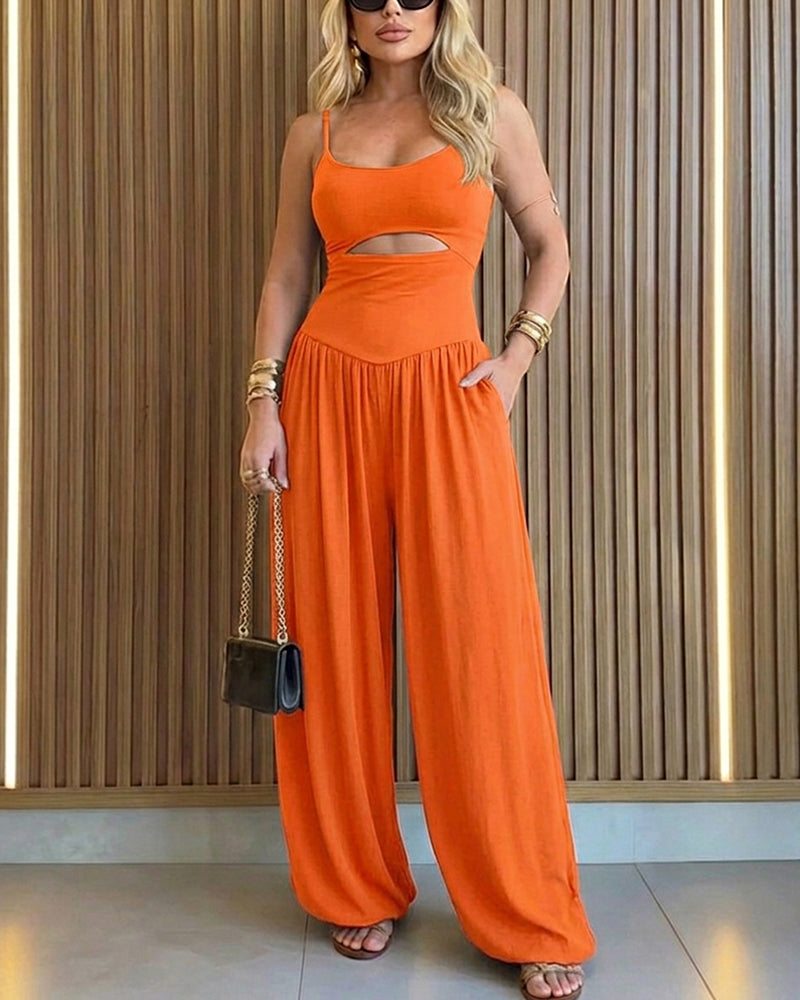 Women's Cut-Out Waist Cami Jumpsuit