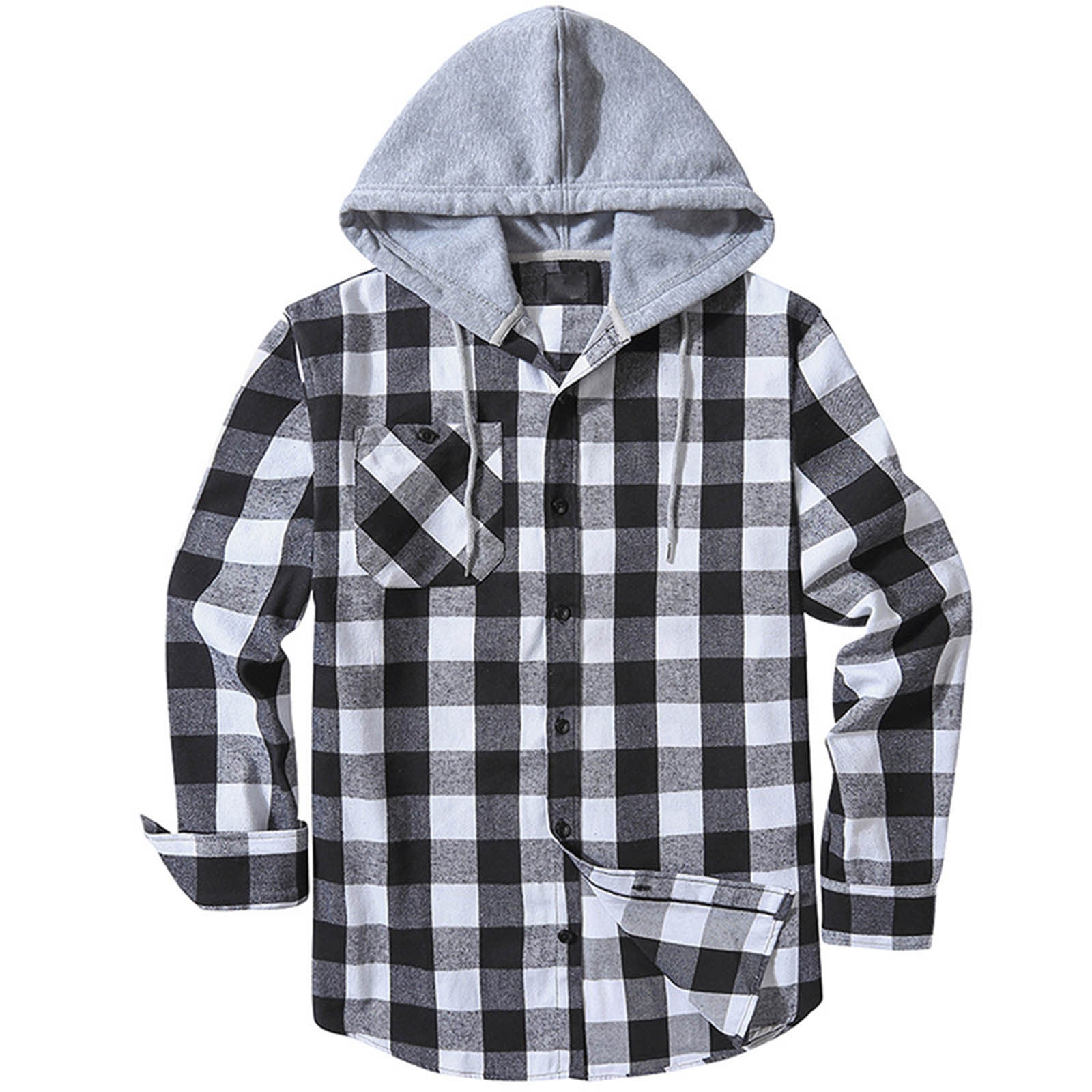 Casual Hooded Check Shirt – Blue