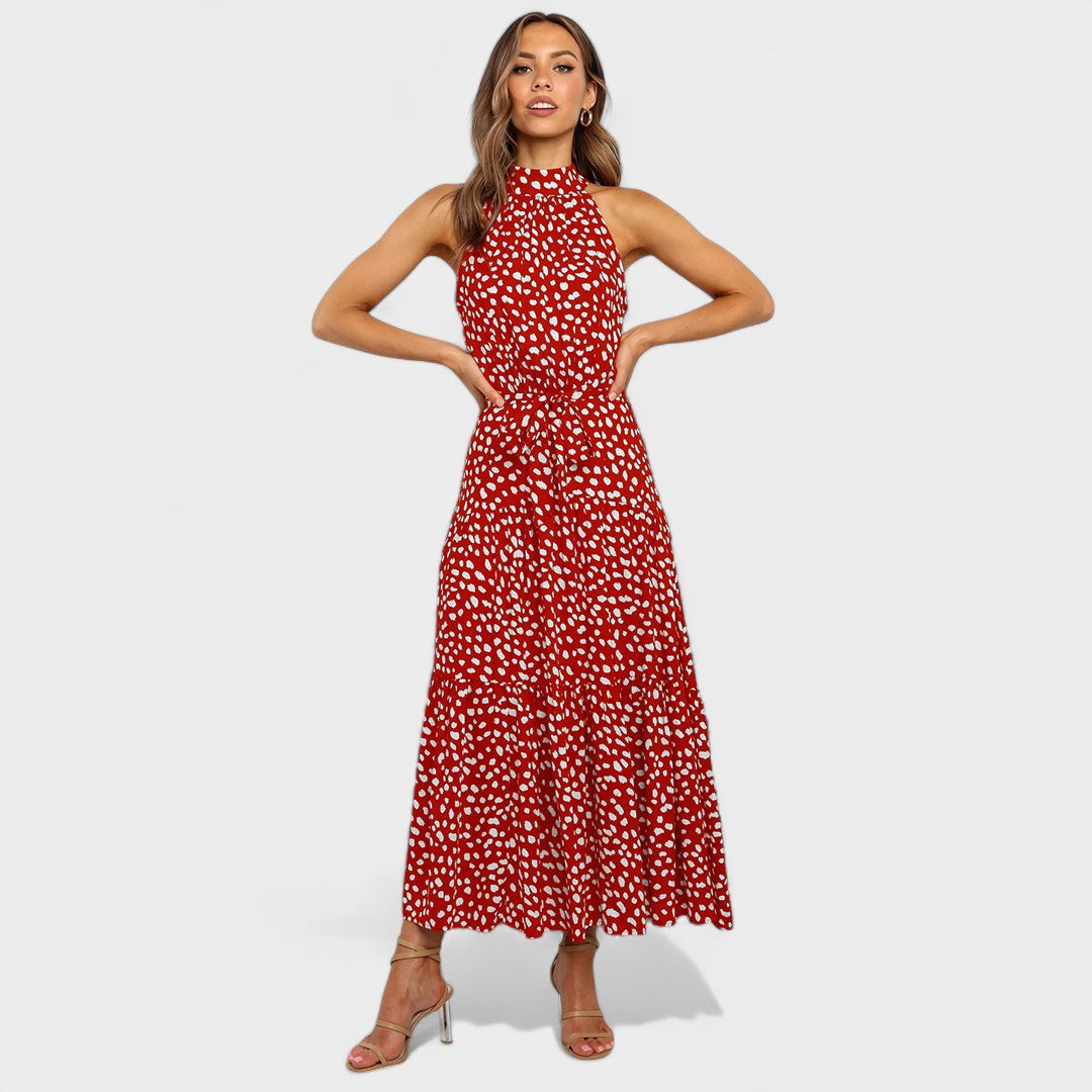 Women's Polka Dot Maxi Dress – Print