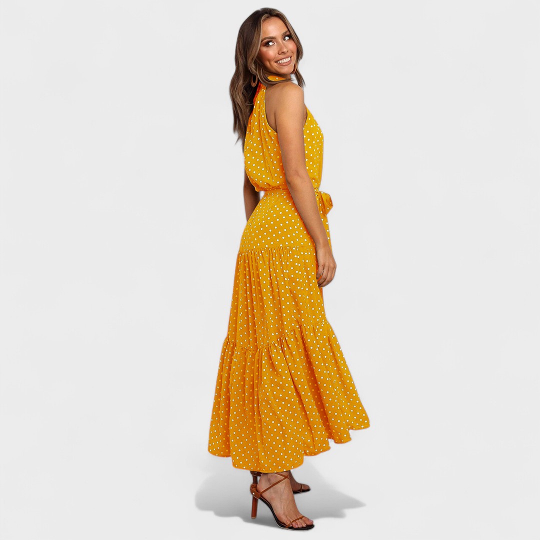 Women's Polka Dot Maxi Dress – Print
