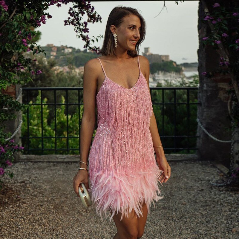 Women's Élora Luxury Feather Mini Dress