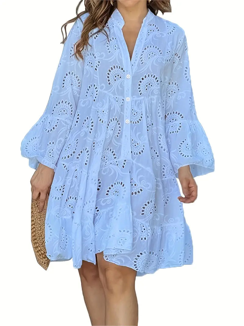 Women's Airy V-Neck Shirt Dress