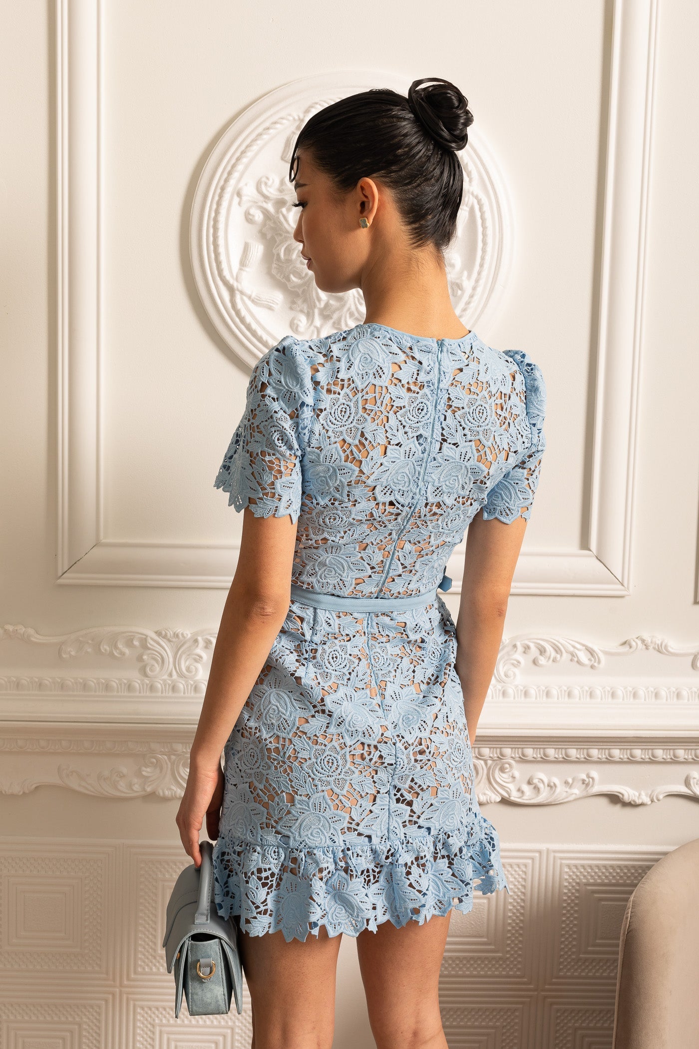 Women's Embroidered Floral Dress – Blue
