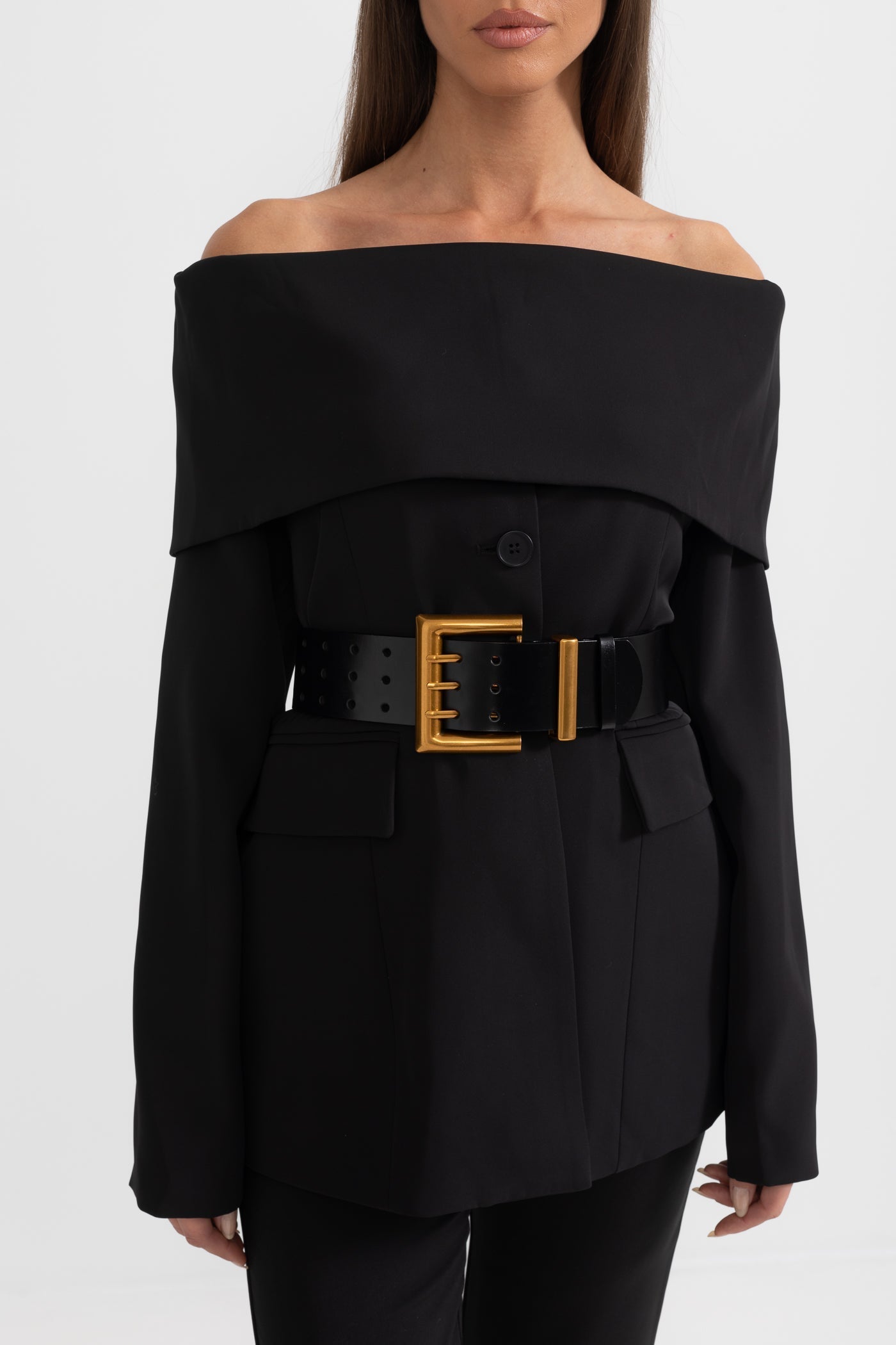 Women's Cut-Out Shoulder Jacket – Black
