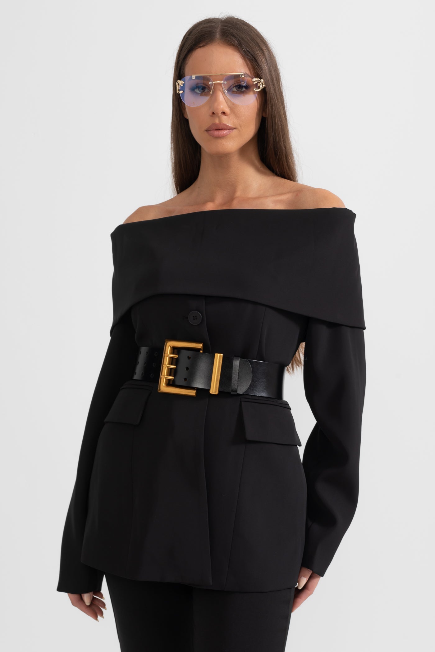 Women's Cut-Out Shoulder Jacket – Black