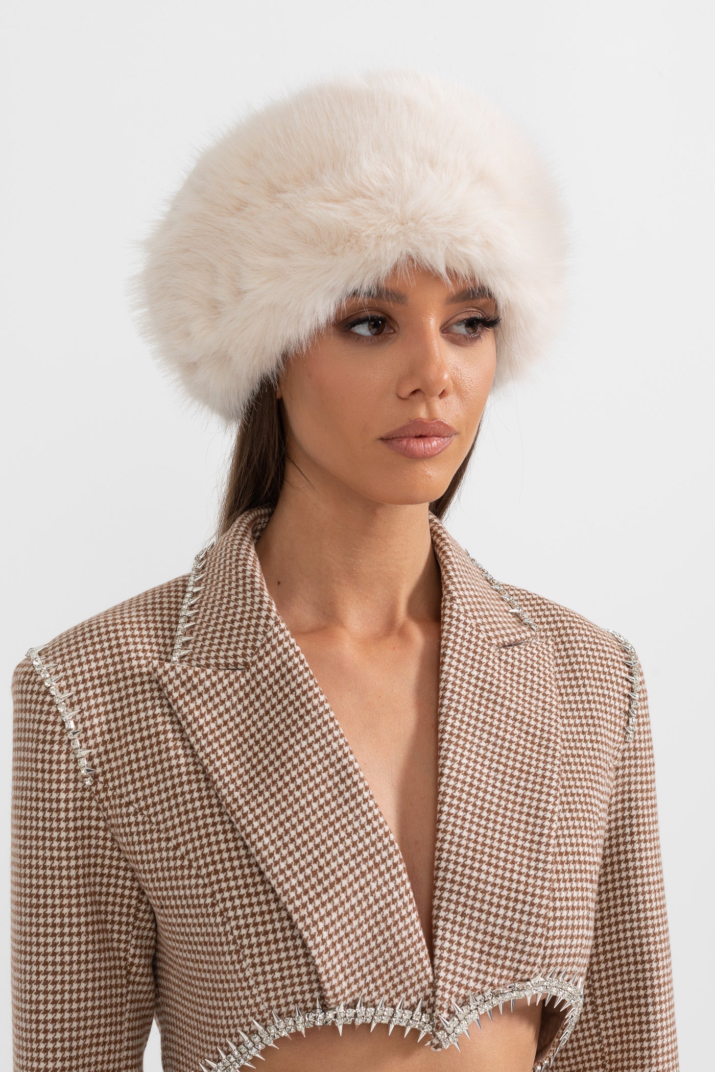 Women's Furry Wide-Brim Hat – Ivory
