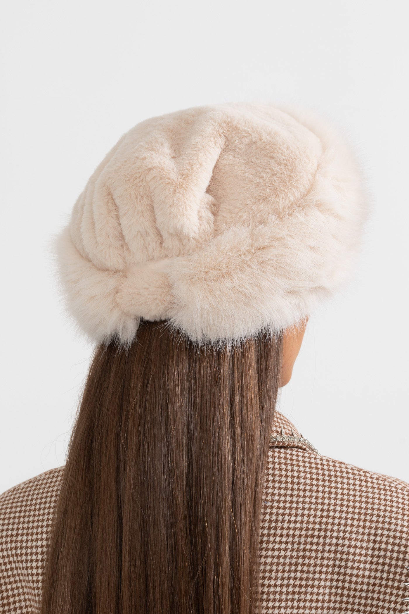 Women's Furry Wide-Brim Hat – Ivory