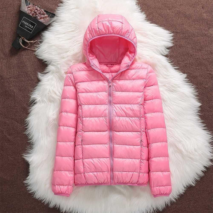 Quilted Jacket with Hood – Light Pink