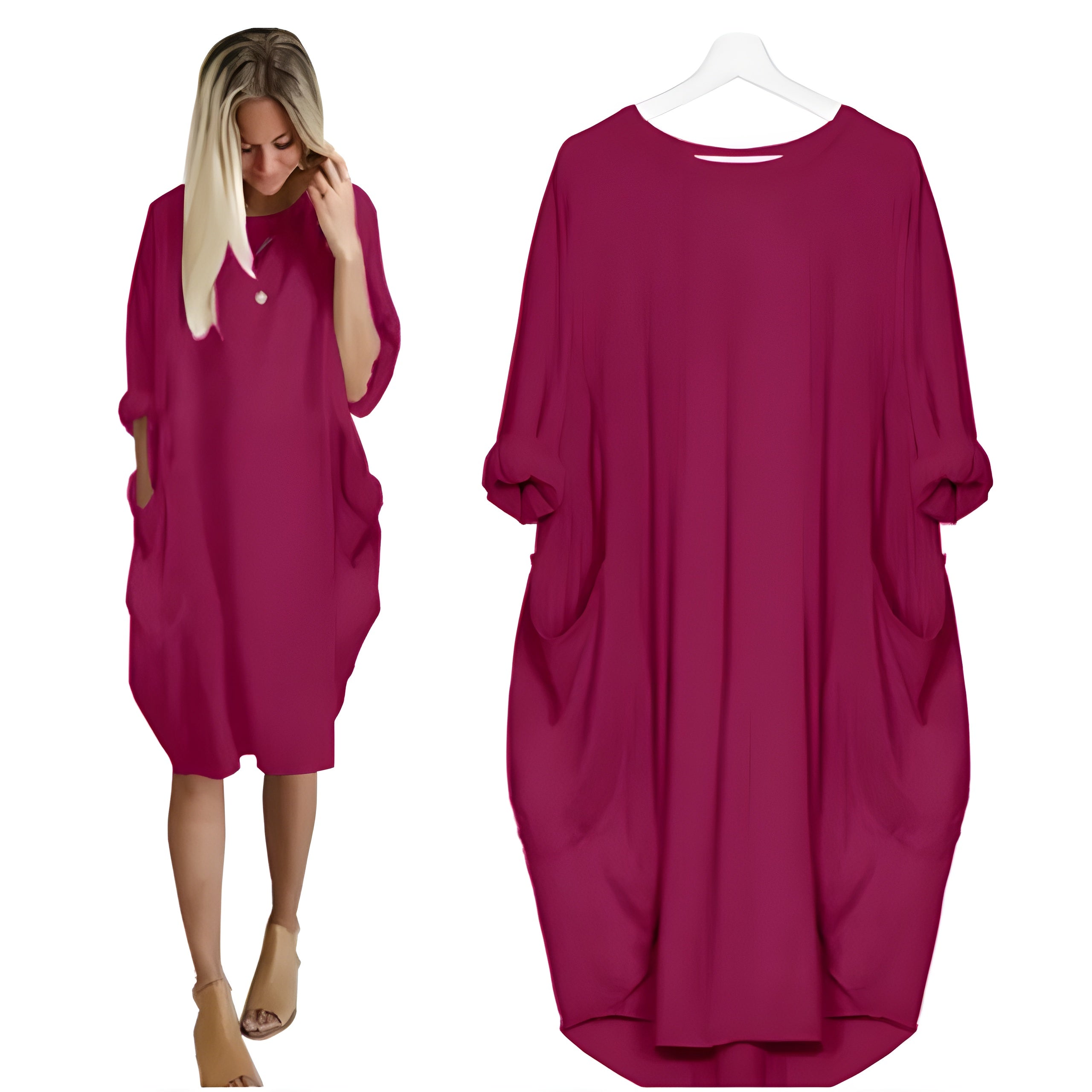 Women's Casual Midi Dress with Pockets