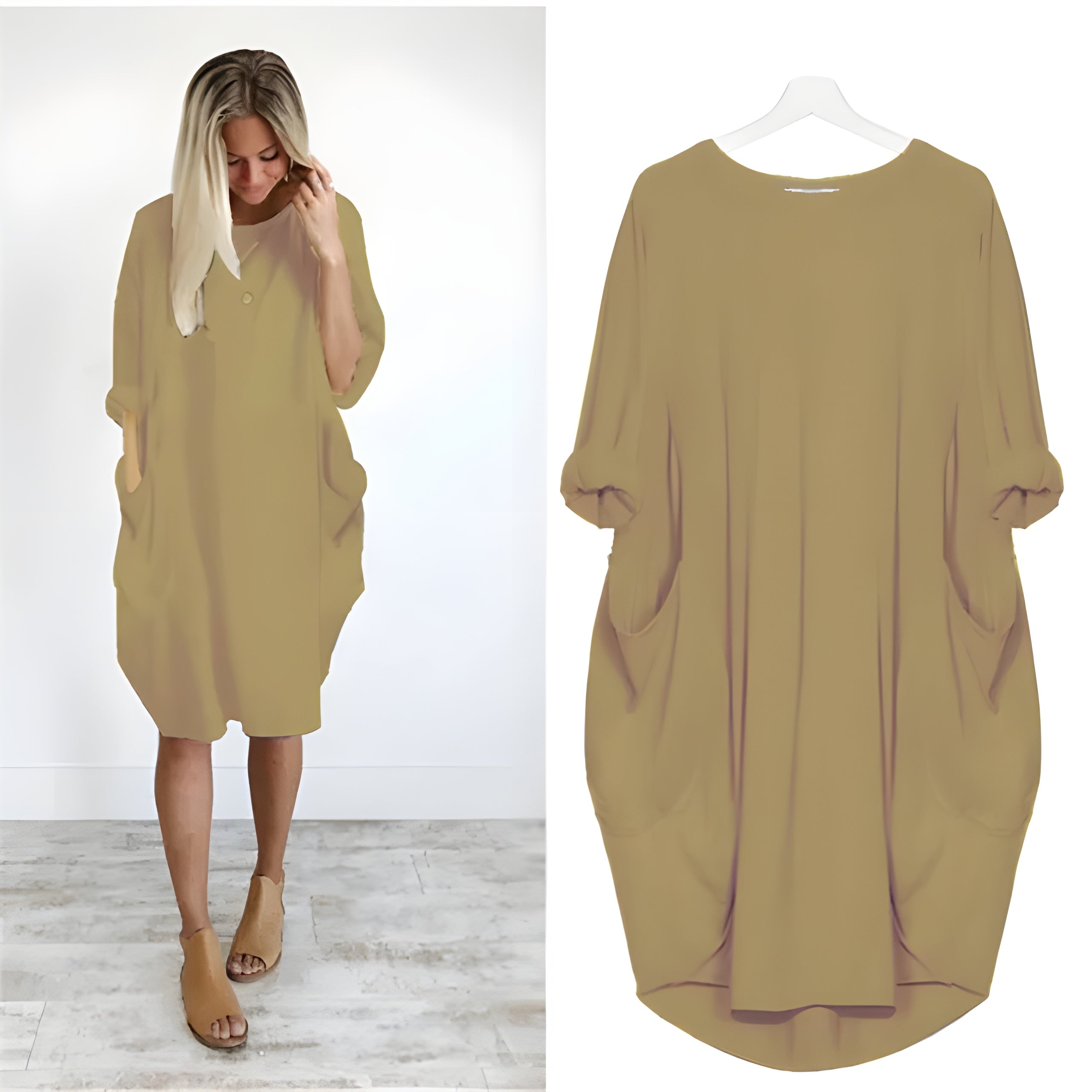 Women's Casual Midi Dress with Pockets