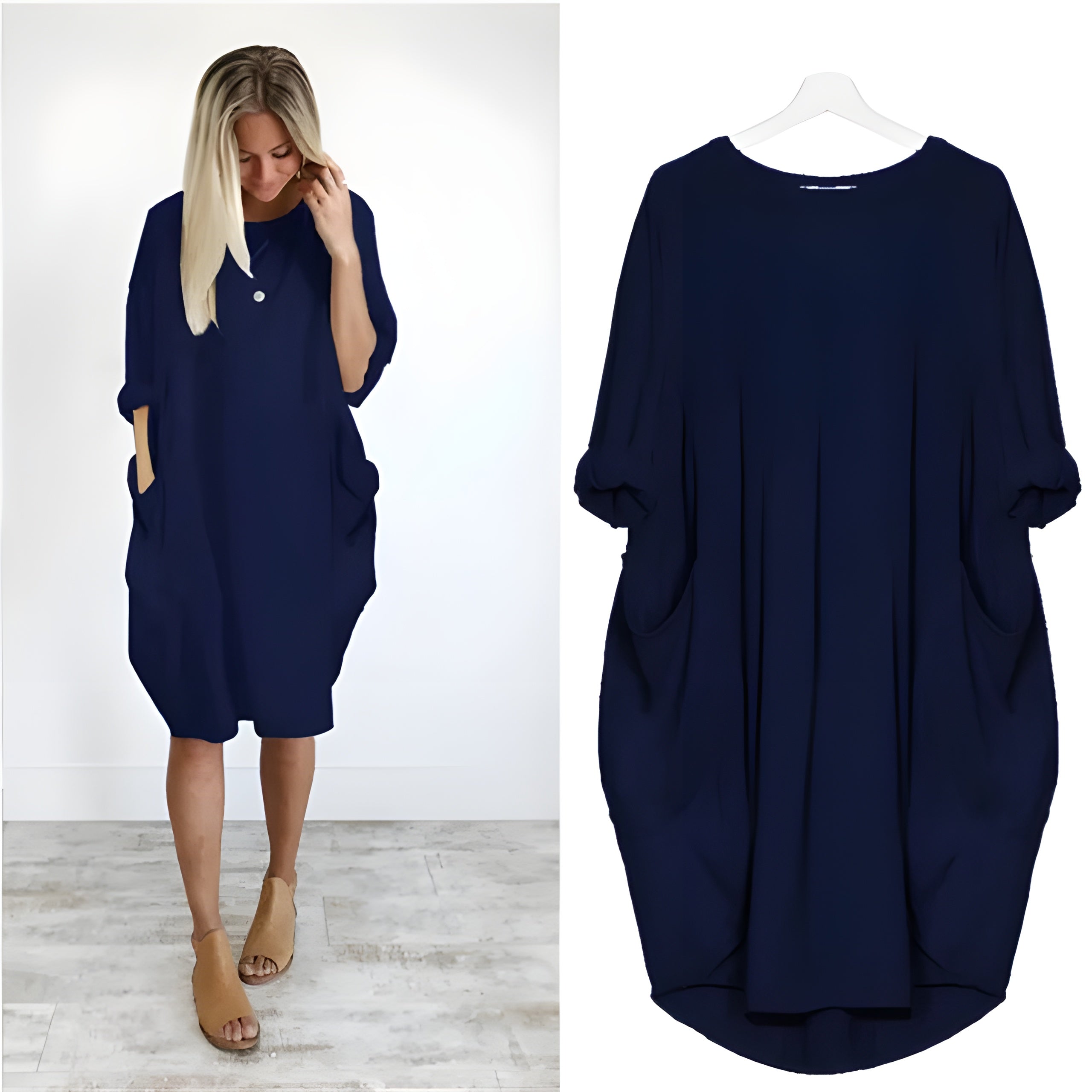 Women's Casual Midi Dress with Pockets