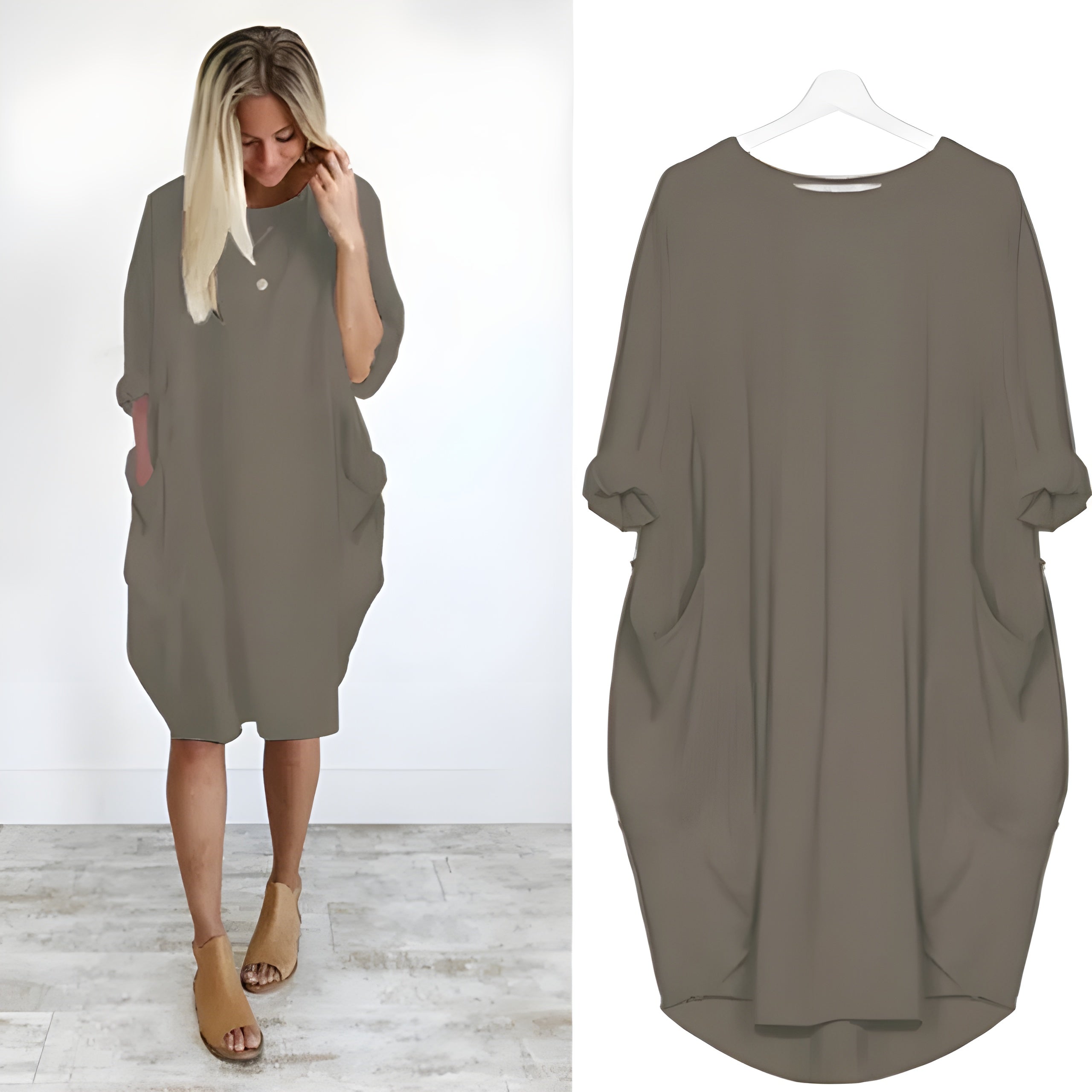Women's Casual Midi Dress with Pockets