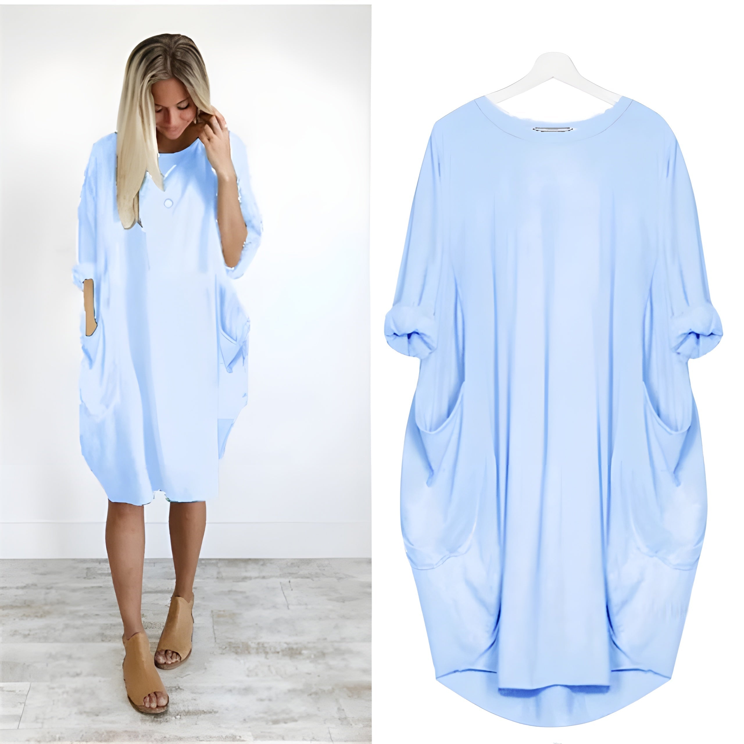 Women's Casual Midi Dress with Pockets