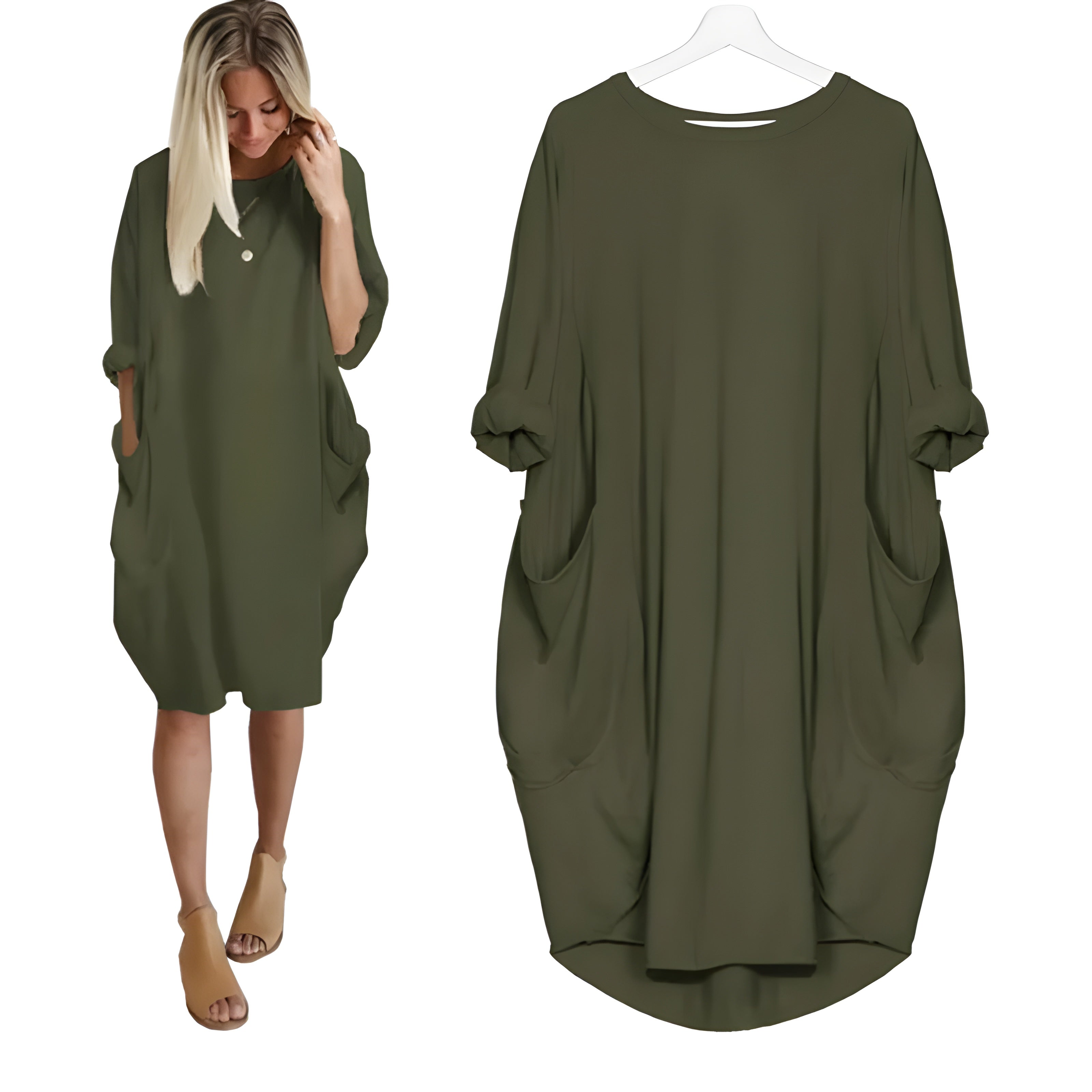 Women's Casual Midi Dress with Pockets