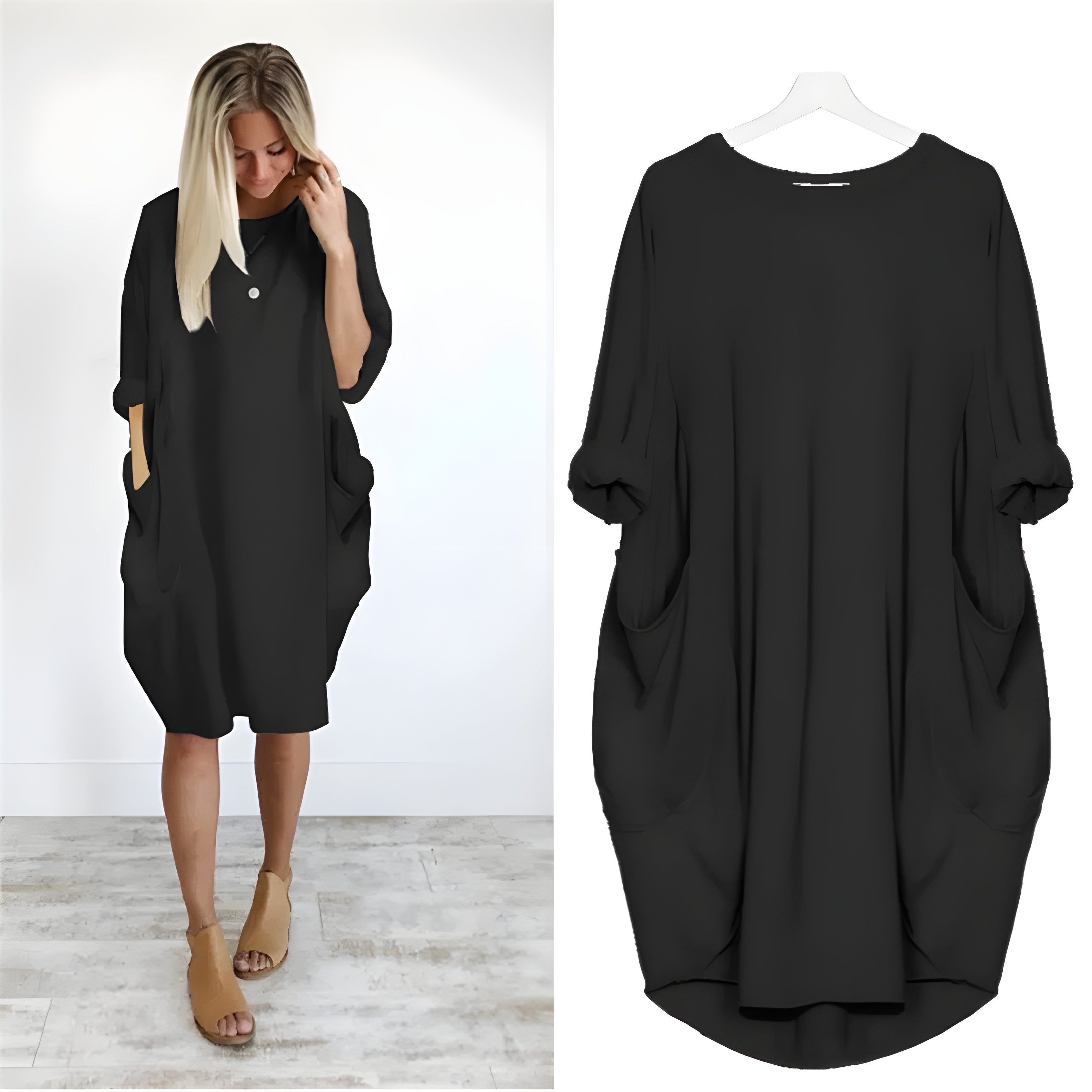 Women's Casual Midi Dress with Pockets