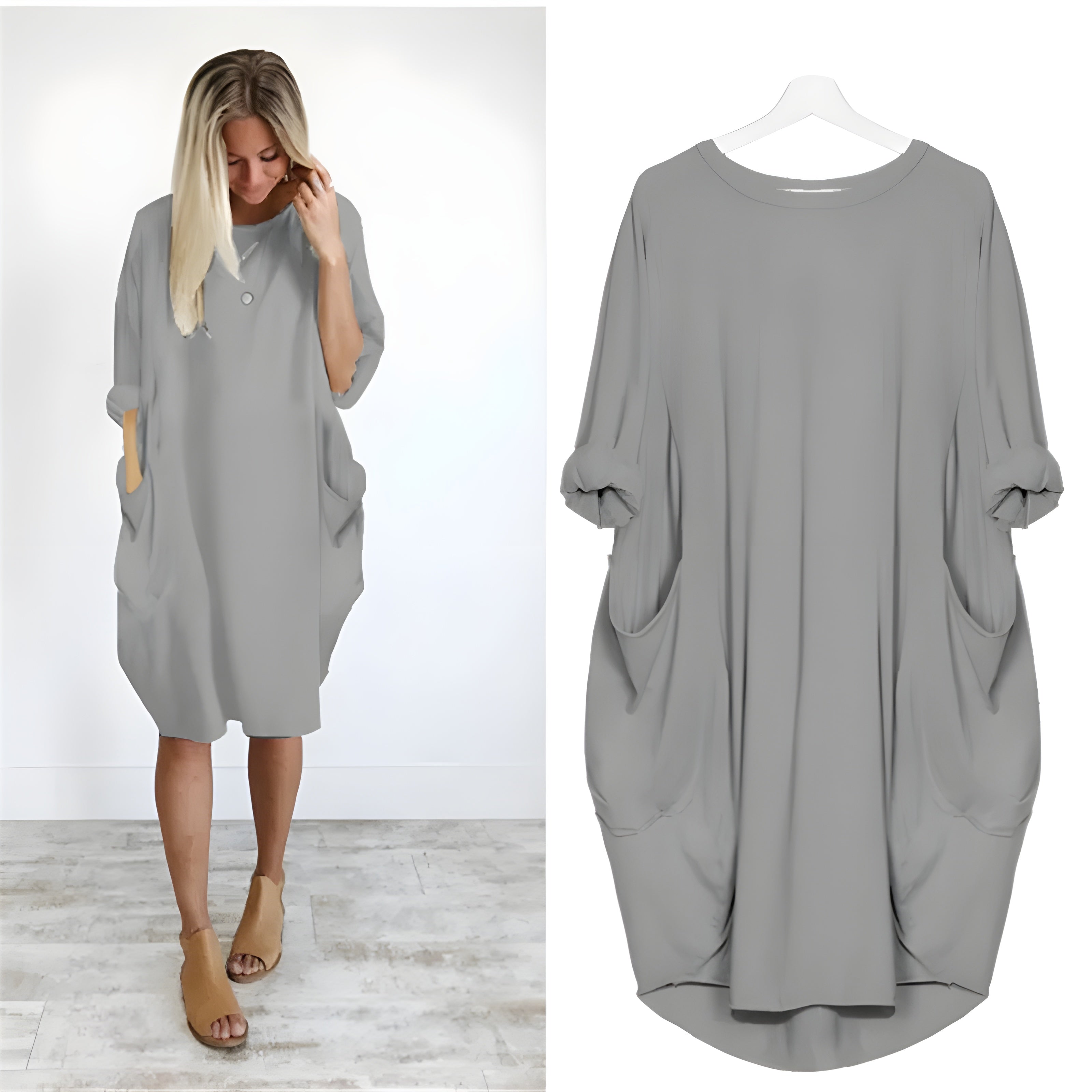 Women's Casual Midi Dress with Pockets