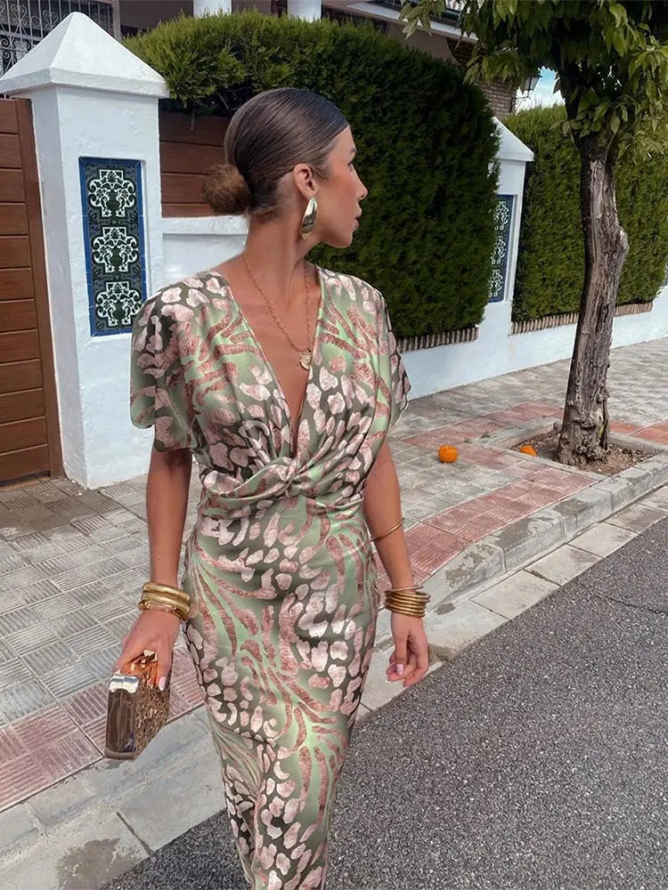Women's Classic Wrap Midi Dress