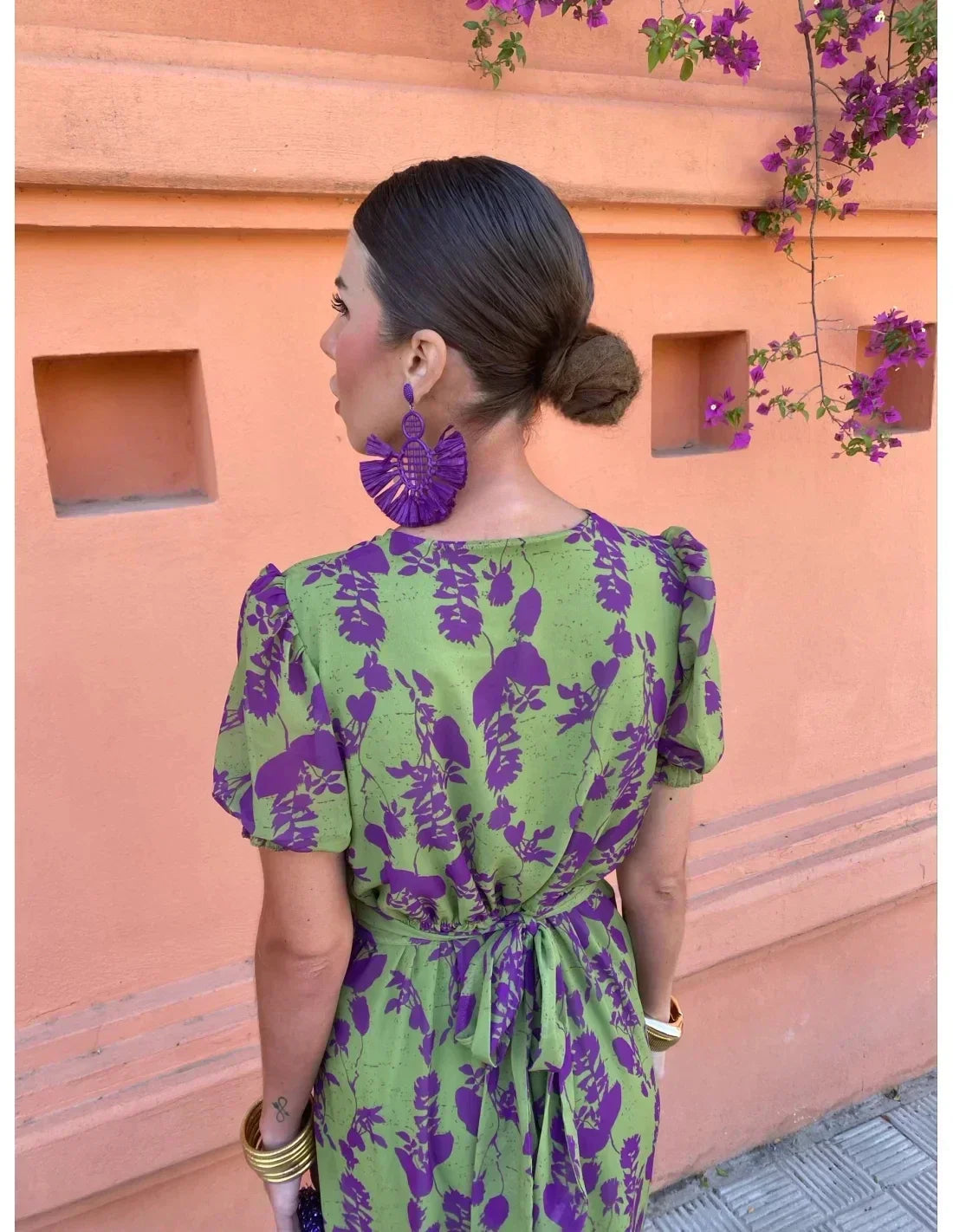 Women's Elegant Summer Dress – Green/Lilac