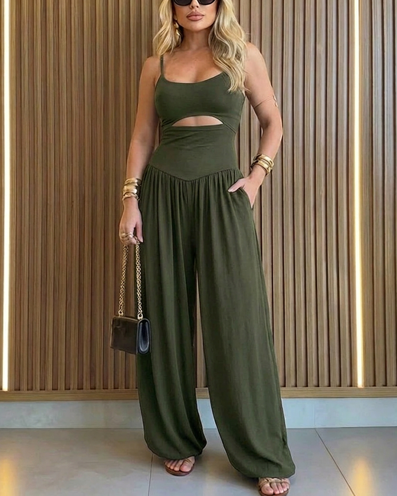 Women's Cut-Out Waist Cami Jumpsuit