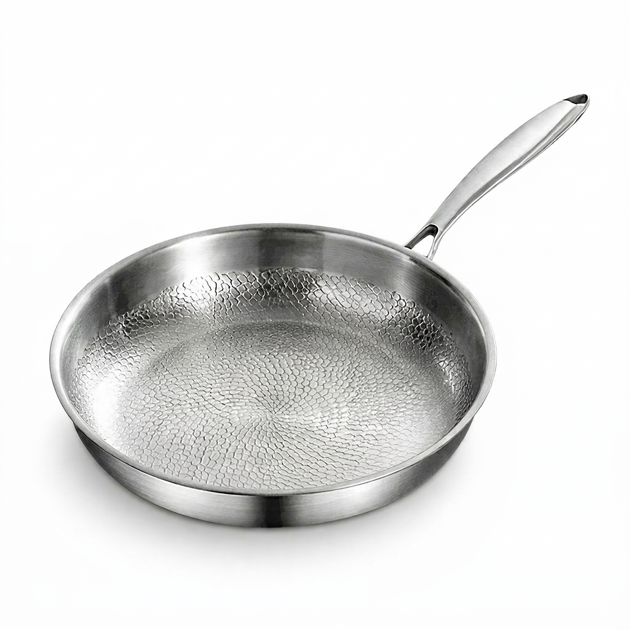 Hammered Stainless Steel Frying Pan