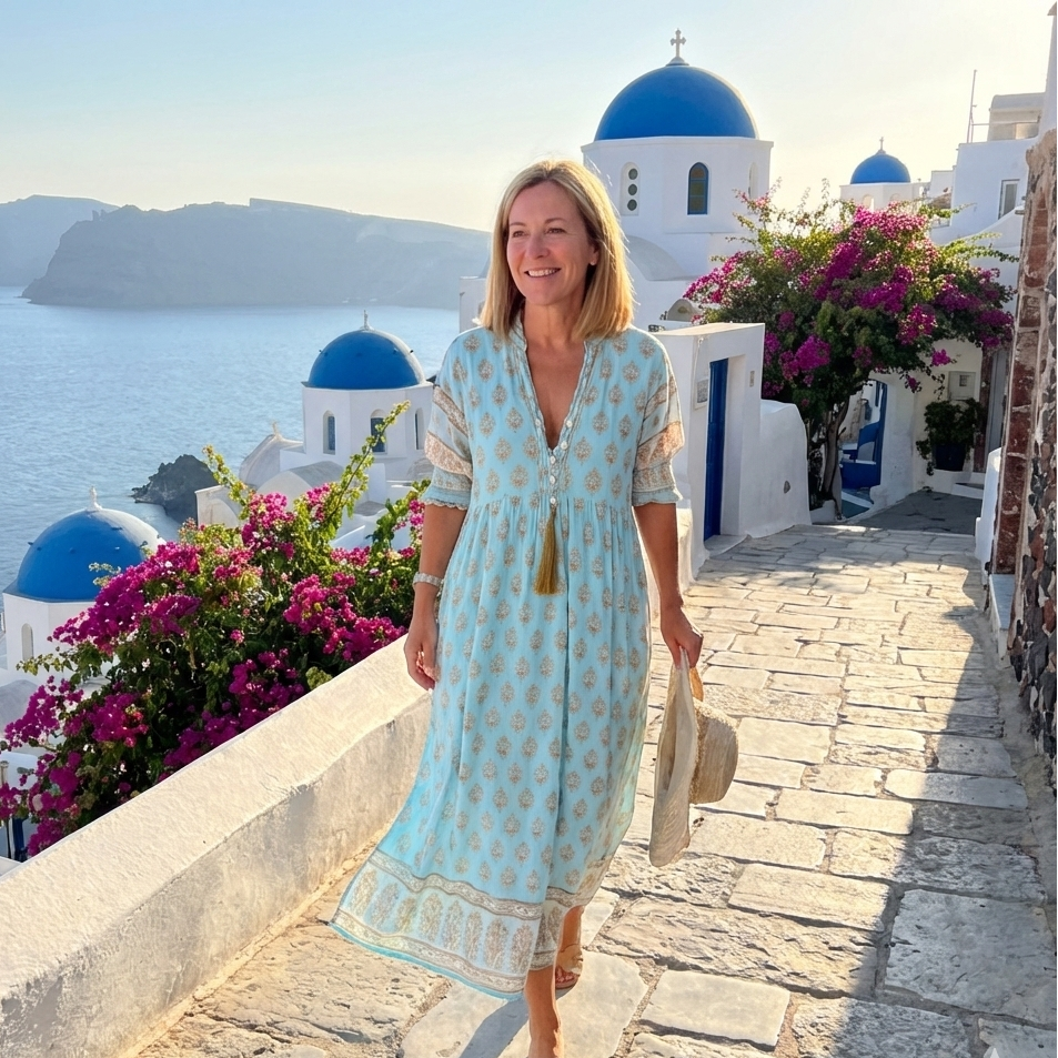 Women's Button-Front Midi Summer Dress