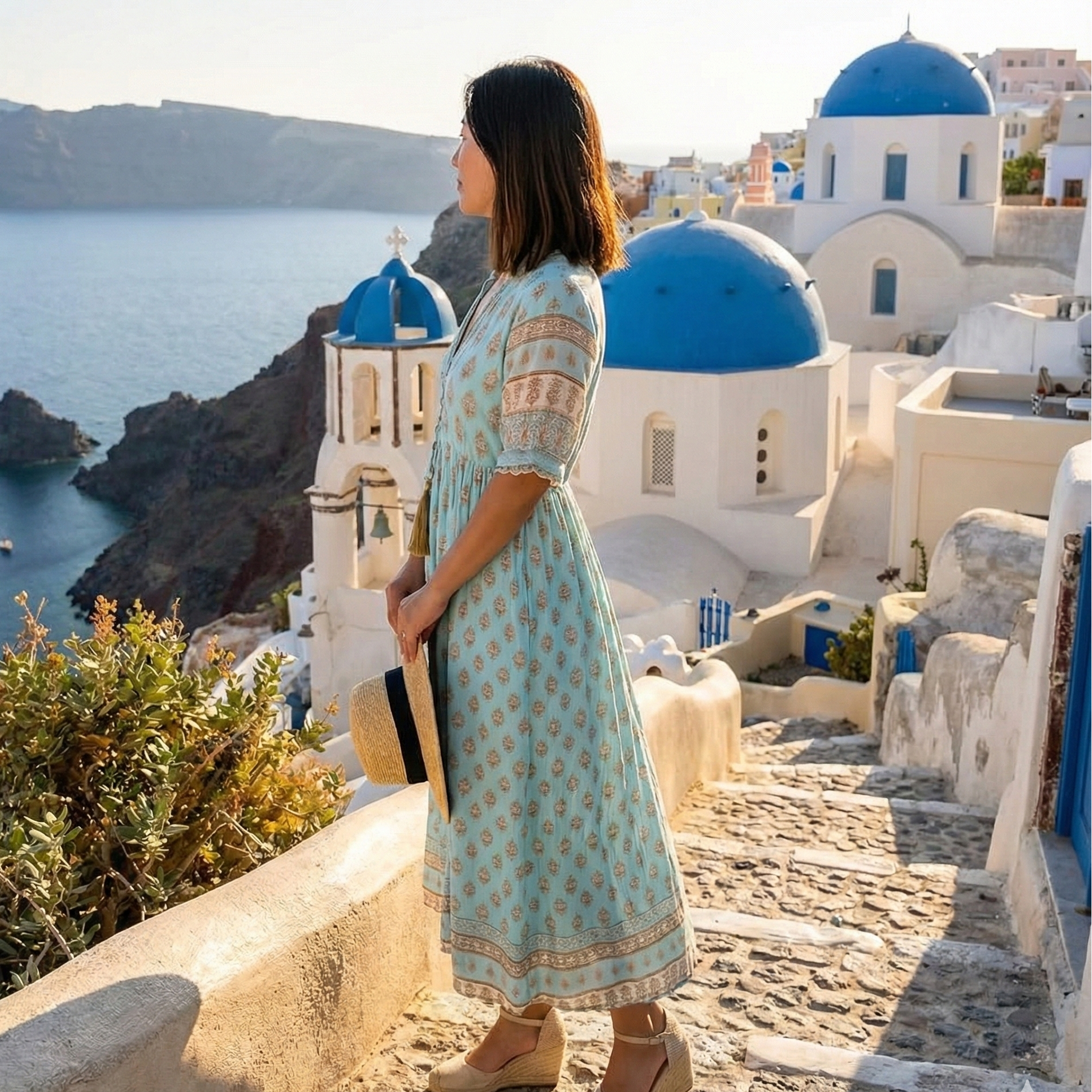 Women's Button-Front Midi Summer Dress